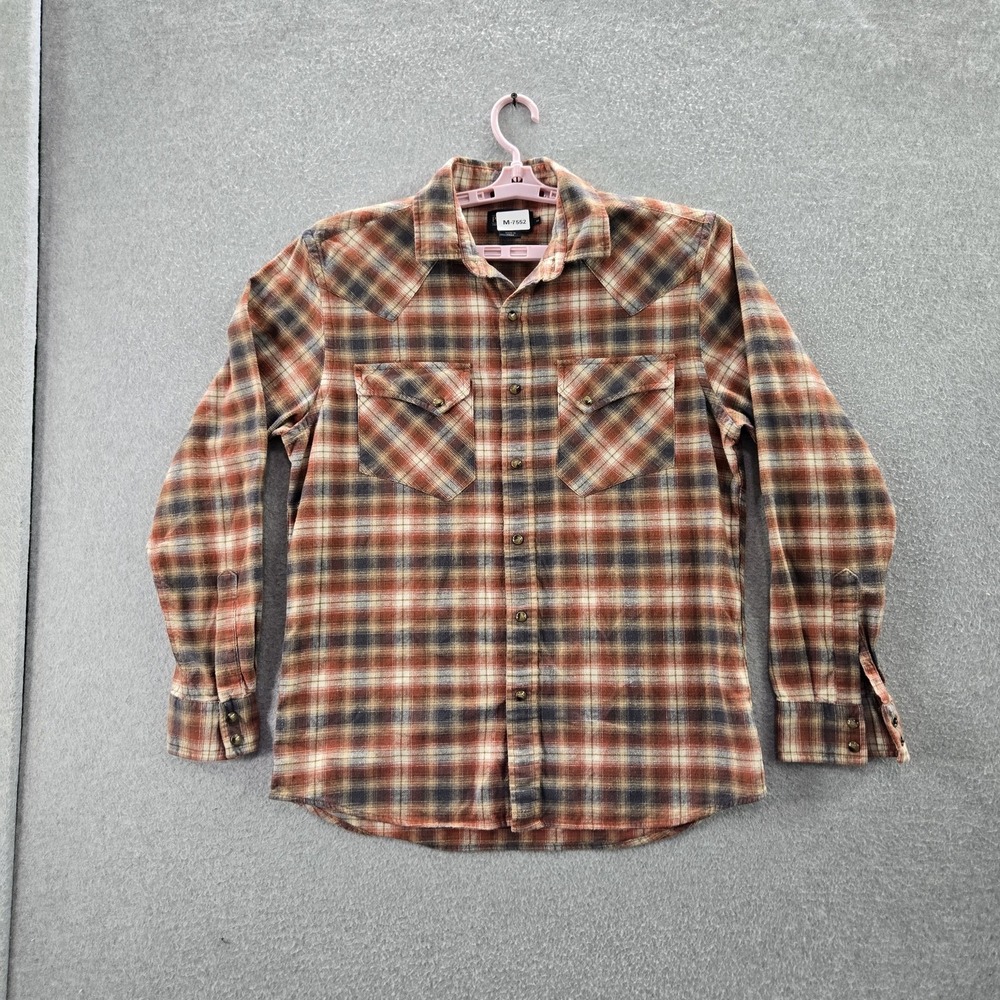Pendleton Men Button Up Shirt M Brown Plaid Flannel Western Long Sleeve